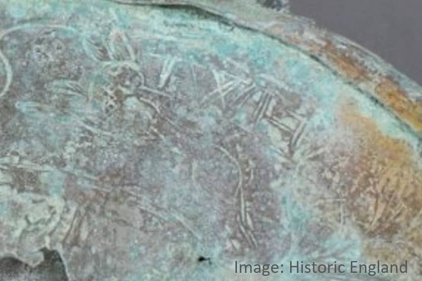 Close up of trumpet bell with decorations