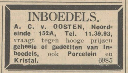 Photo of ad printed in the Haagsche Courant from 1939