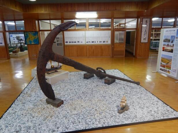 The alleged anchor of the Kanrin Maru displayed in the Kikonai Town Museum.