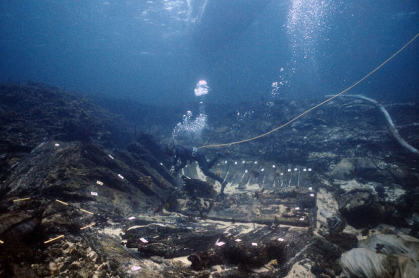 A diver researching the Batavia.