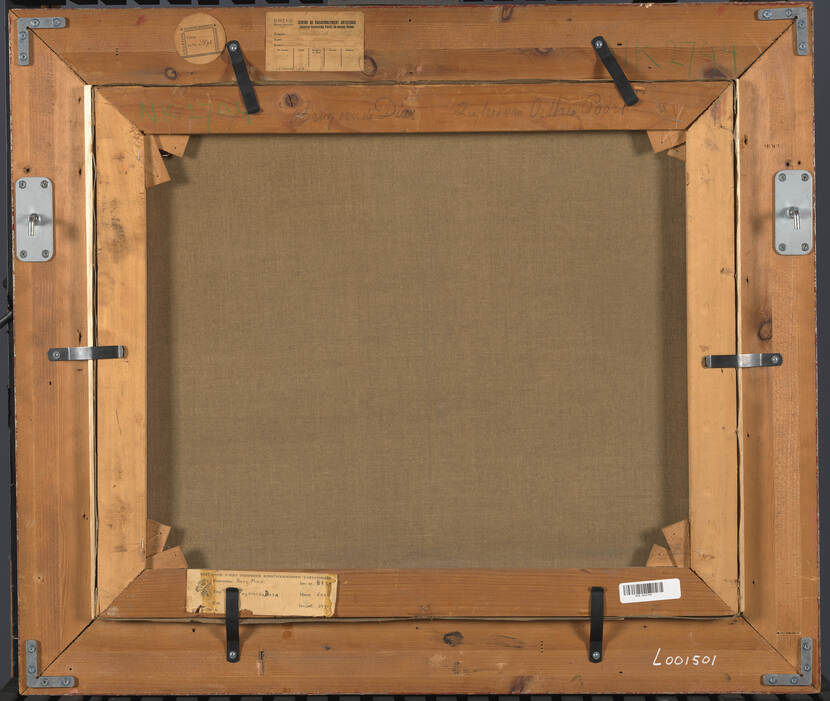 Achterkant van schilderij met inventarisnummer NK2794